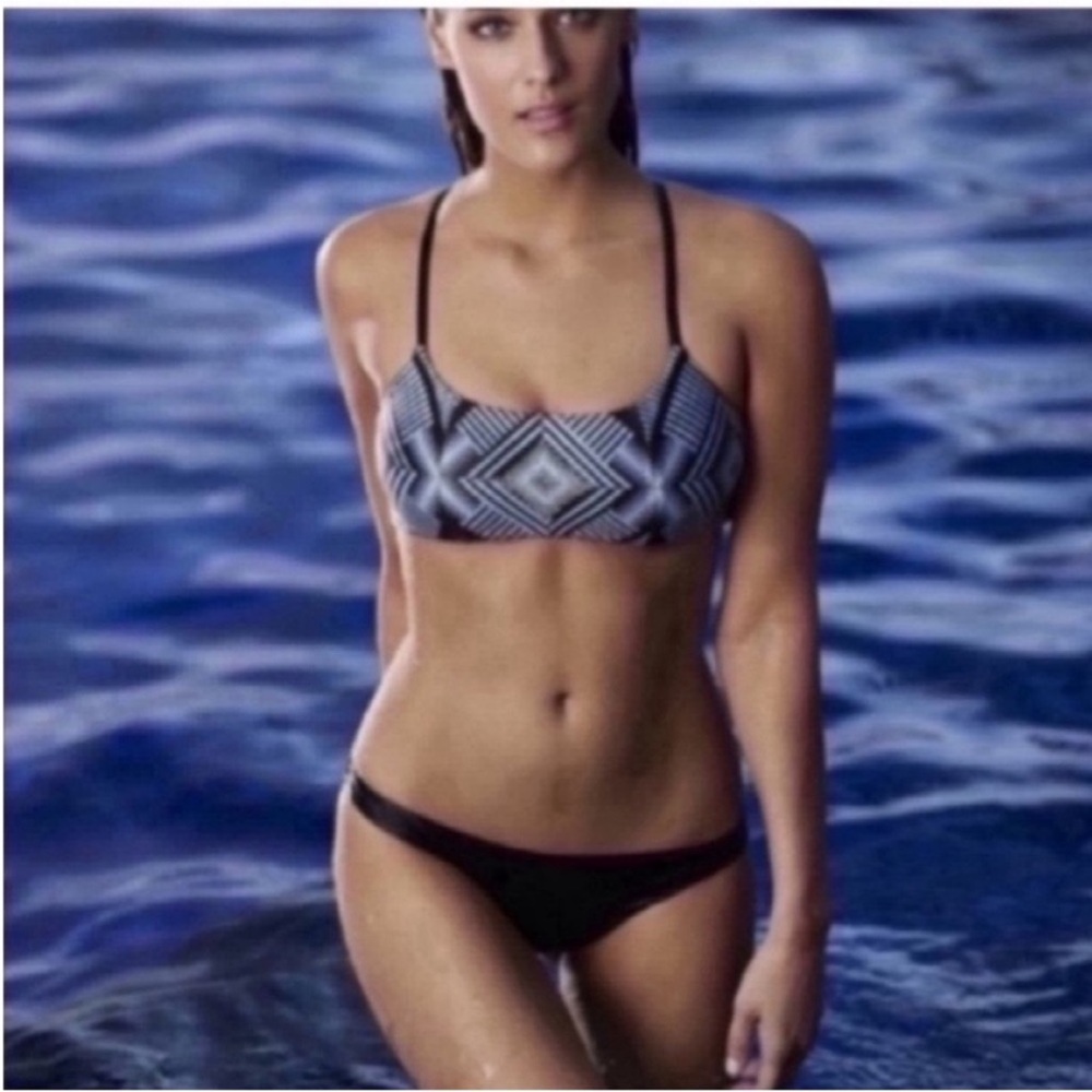 Pilyq White and Black Bikini with Geometric Design
